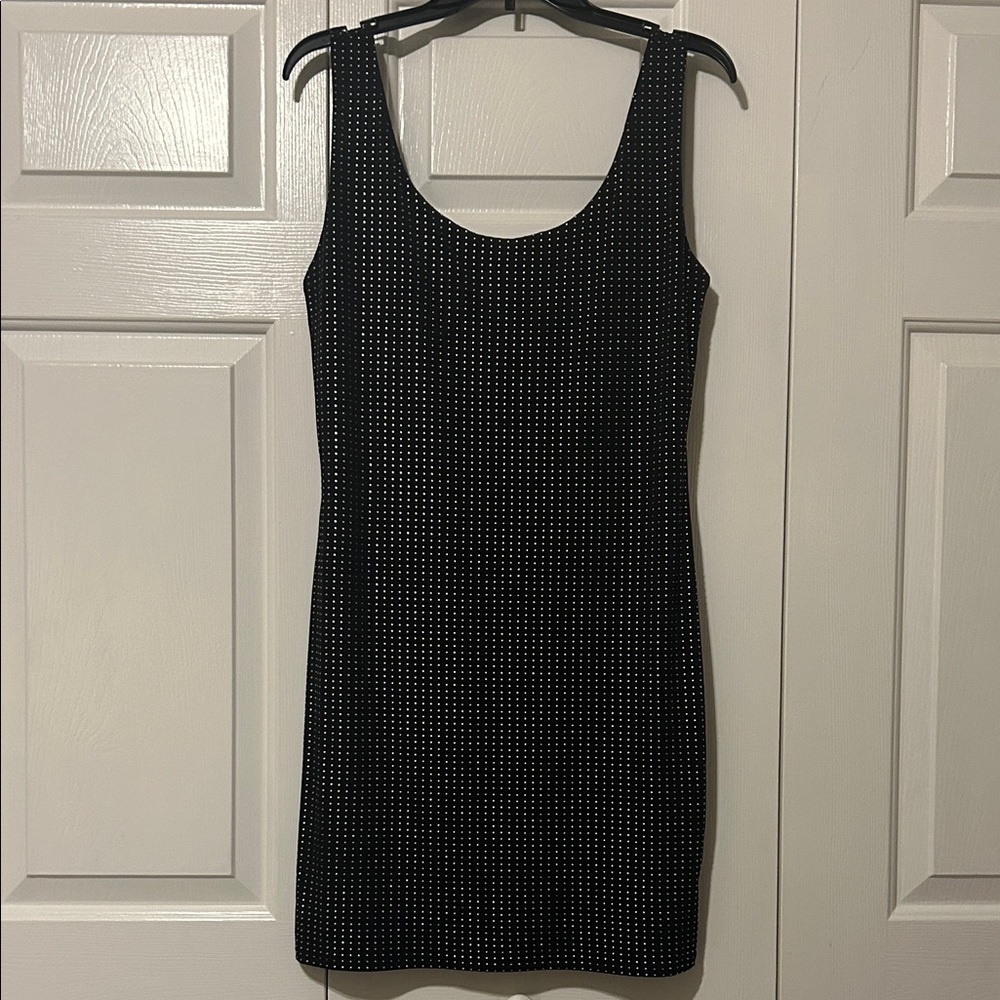 Rock & Republic Black and Silver Rhinestone-Studded Mini Dress